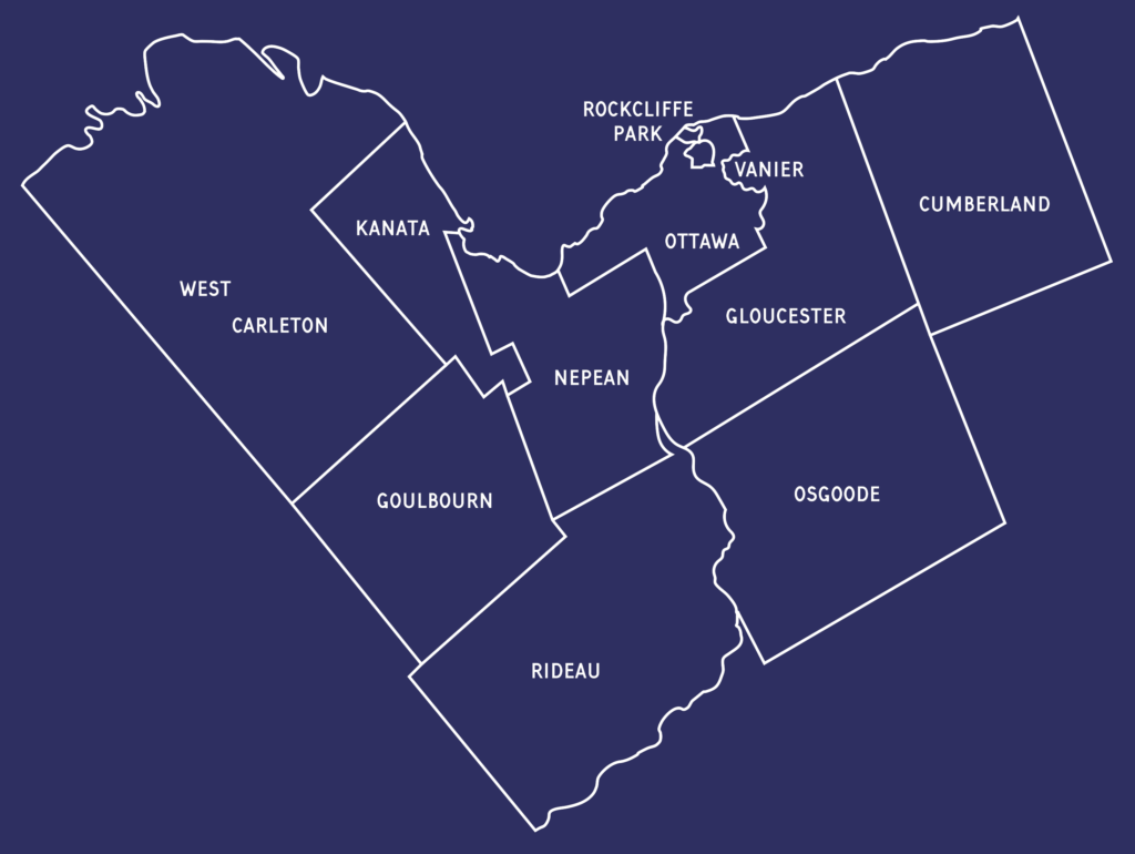 Map of Ottawa by district